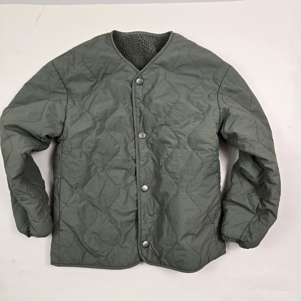 Uniclo Kids Reversible Quilted And Fleece Olive Green Jack Size 7-8